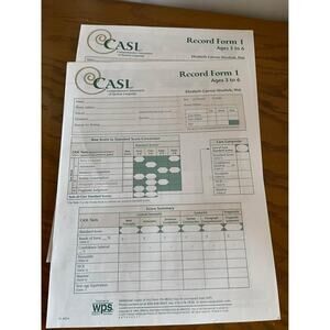 CASL ages‎ 3-6 record form 1 set of 2